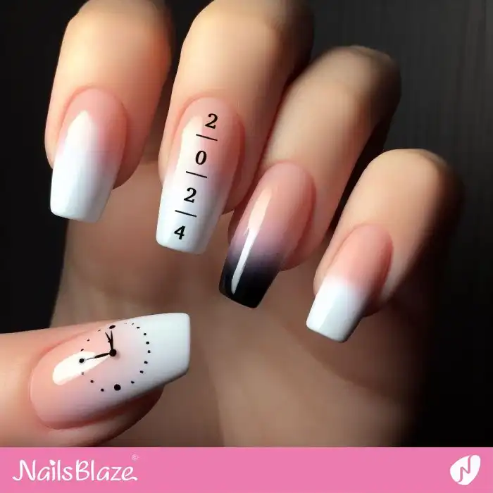 New Year's Eve Clock Nails | 2024 Nails - NB1351